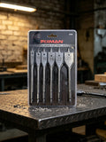 6-Piece Spade Drill Bit Set for Wood (10–25mm / 6" Length), Professional Flat Wood Boring Bit Kit with 1/4" Quick-Change Hex Shank for Electric Drills & Impact Drivers