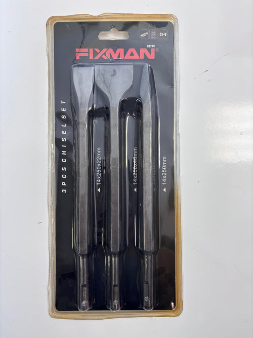 3-Piece SDS Plus Chisel Bit Set,10inch, Heavy-Duty Chrome Vanadium Steel (Cr-V) Masonry Chisels for Rotary Hammer Drill – Flat, Wide Flat & Point Chisels (10" Length)