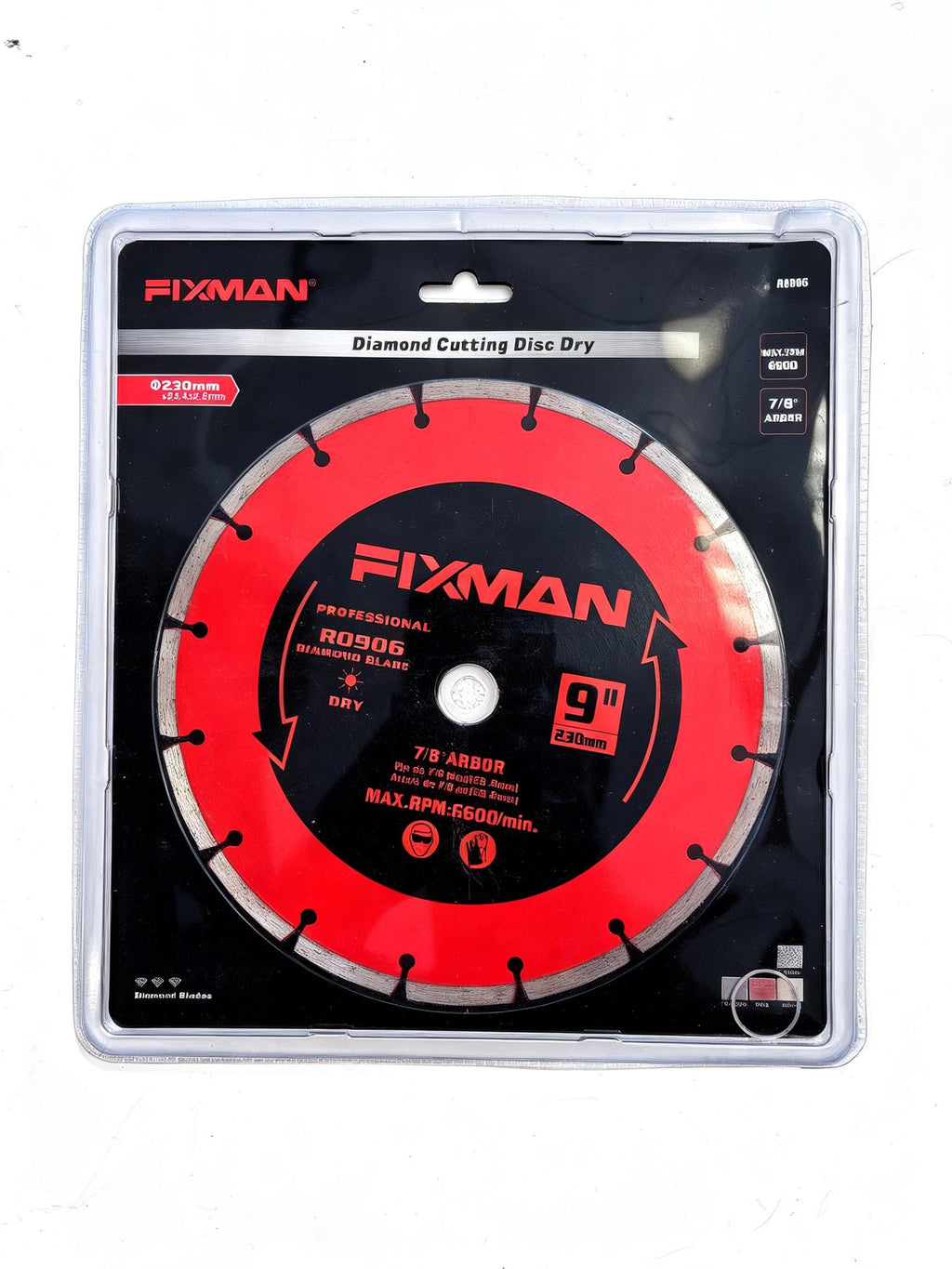 9-Inch Dry Diamond Saw Blade, 7/8" Arbor – Professional Segmented Diamond Cutting Disc for Concrete, Brick, Granite, Stone & Masonry (Max 6,600 RPM)