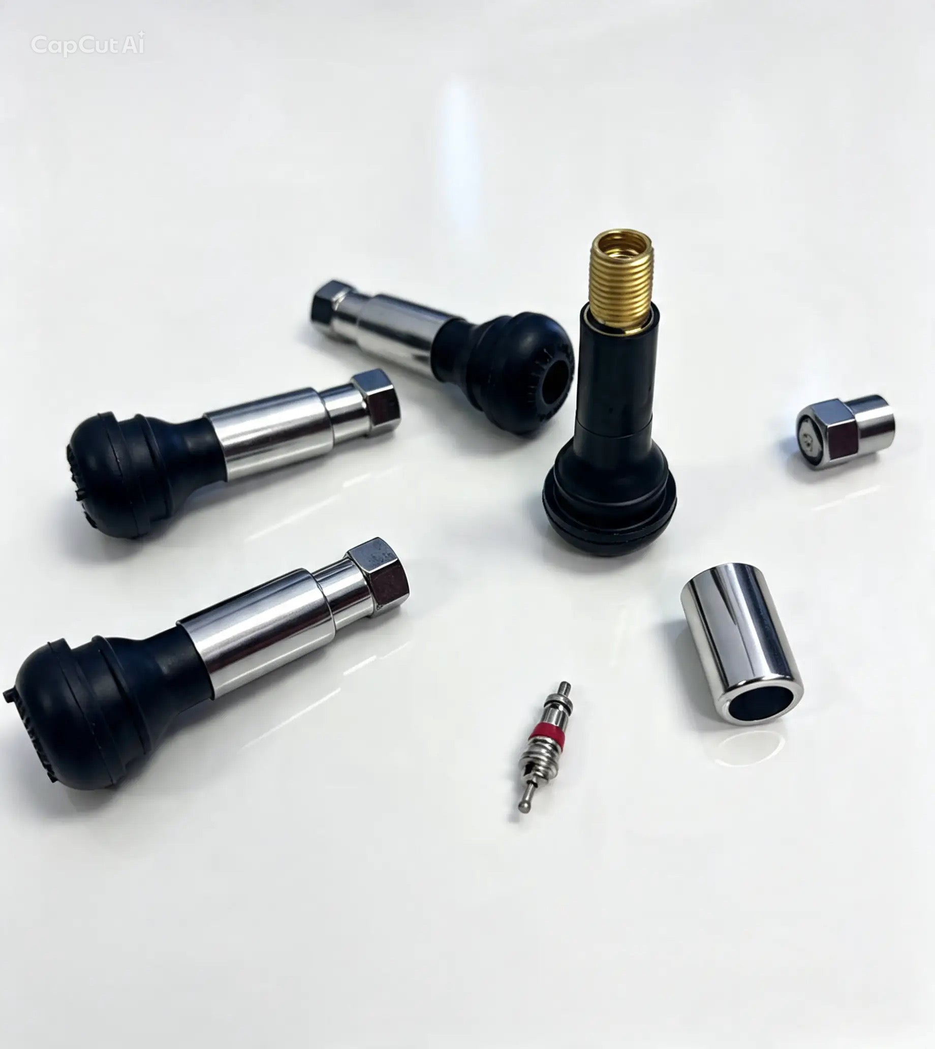 100 Pack Bulk-Chrome Sleeved Rubber Snap-In Tire Valve Stems Set (TR413/TR418 Style) – Heavy-Duty Brass Core Tubeless Valve Stems with Chrome Caps for Cars, Trucks, SUVs & Custom Wheels